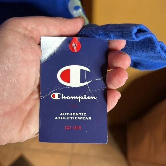 NWT Champion Men's Logo Graphic Long Sleeve T-Shirt Royal Blue/Yellow Size 2XL - Picture 11 of 12